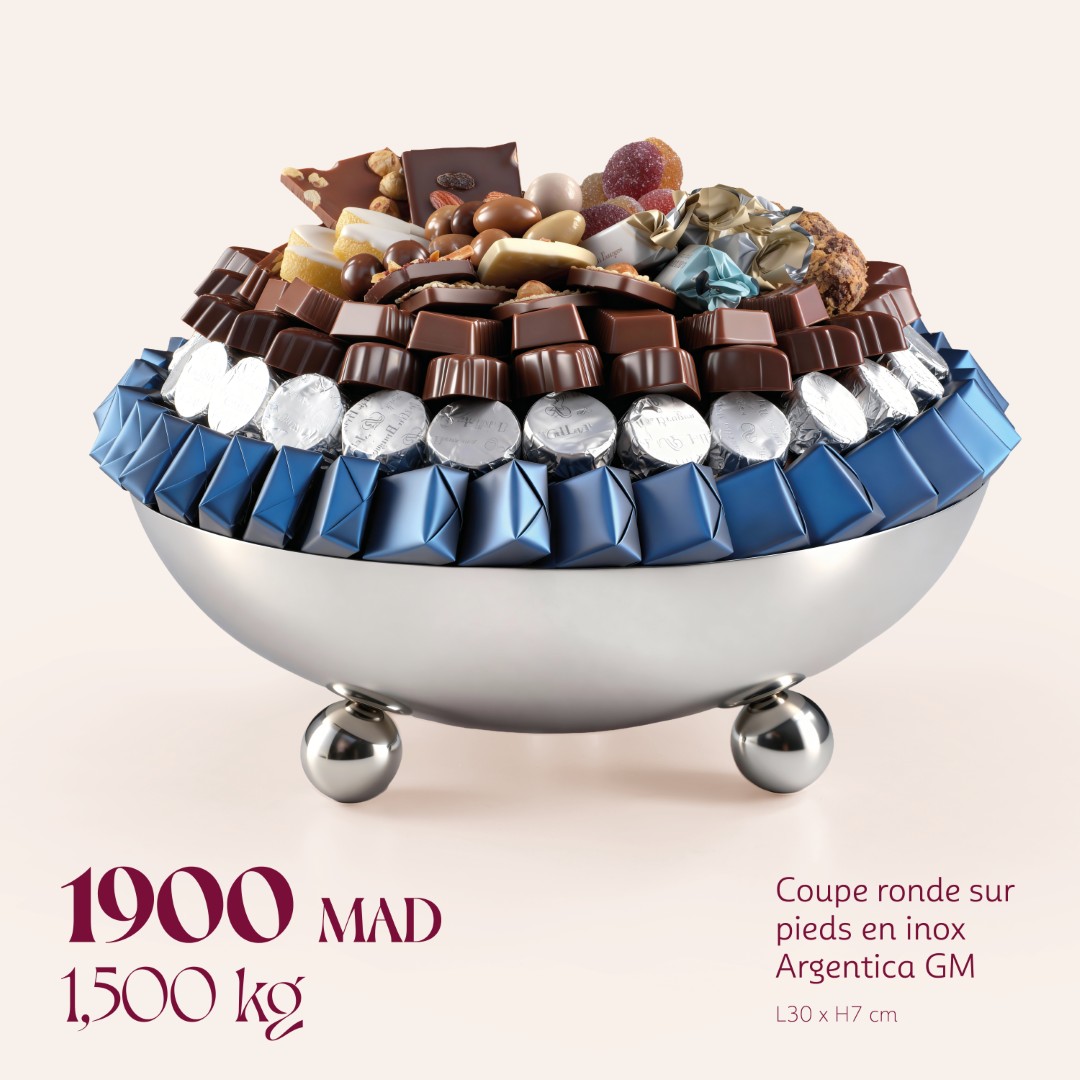 Coupe ronde sur pieds en inox Argentica